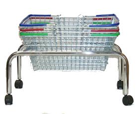 Wire shopping baskets with plinth