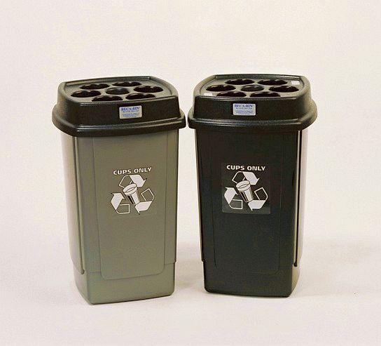 Paper and plastic cups recycling bins