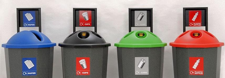 Recycle Bins signs for stations