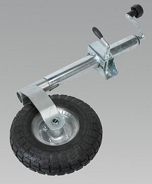 Jockey wheel with clamp and pnuematic tyre