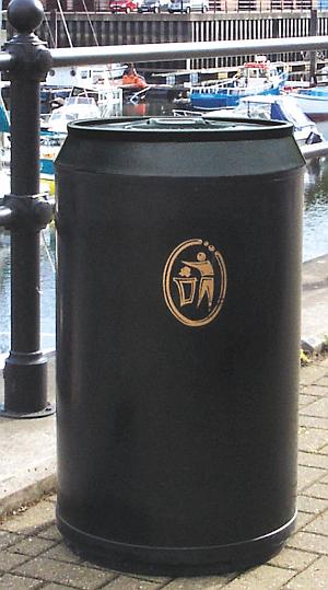 Litter bin in the shape of a drinks can - colour green