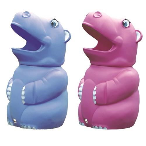 Hippo novelty bins in pink and blue