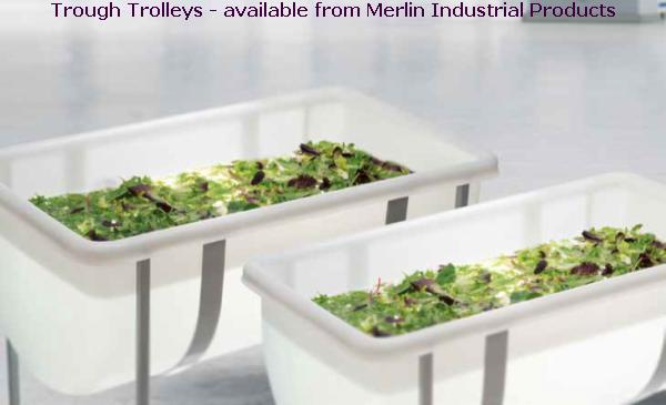 Trough trolleys for the food industry